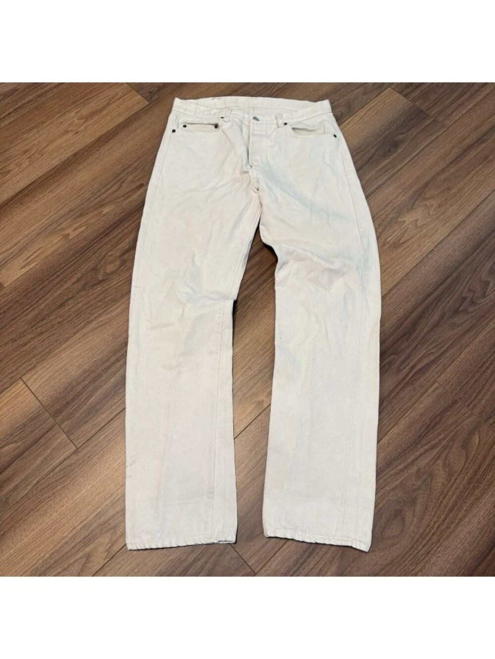Vintage Levi's 501 Made in USA Jeans White Button Fly Denim Mens 34x30